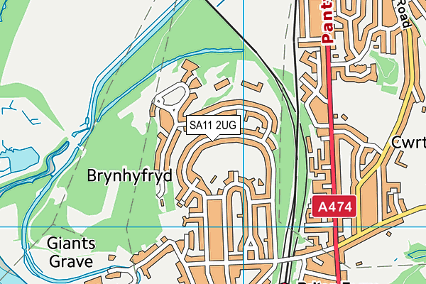 SA11 2UG map - OS VectorMap District (Ordnance Survey)