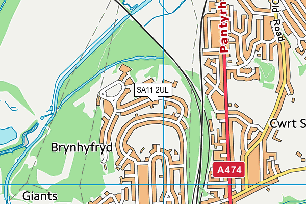SA11 2UL map - OS VectorMap District (Ordnance Survey)