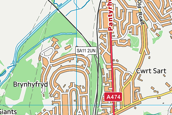 YGG Tyle'r Ynn map (SA11 2UN) - OS VectorMap District (Ordnance Survey)