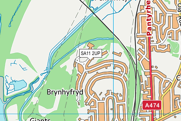 SA11 2UP map - OS VectorMap District (Ordnance Survey)