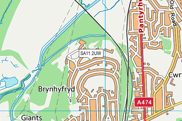 SA11 2UW map - OS VectorMap District (Ordnance Survey)