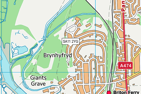 SA11 2YG map - OS VectorMap District (Ordnance Survey)