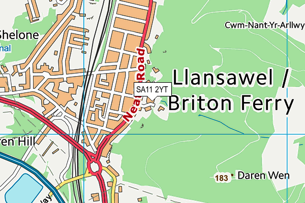 SA11 2YT map - OS VectorMap District (Ordnance Survey)