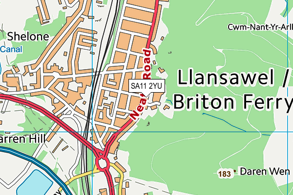 SA11 2YU map - OS VectorMap District (Ordnance Survey)