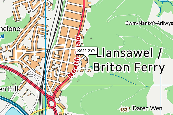 SA11 2YY map - OS VectorMap District (Ordnance Survey)