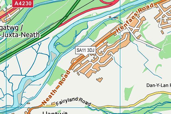 SA11 3DJ map - OS VectorMap District (Ordnance Survey)