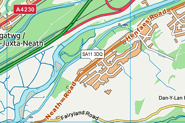 SA11 3DQ map - OS VectorMap District (Ordnance Survey)