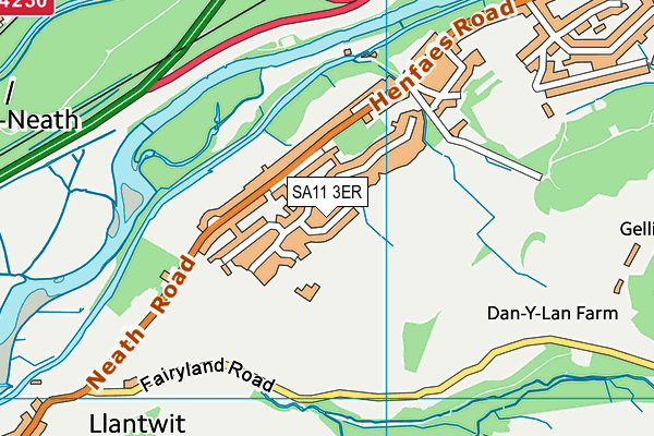 SA11 3ER map - OS VectorMap District (Ordnance Survey)