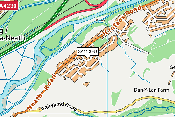 SA11 3EU map - OS VectorMap District (Ordnance Survey)