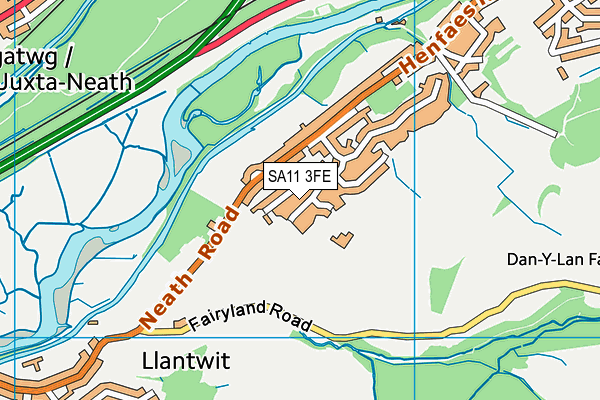 SA11 3FE map - OS VectorMap District (Ordnance Survey)