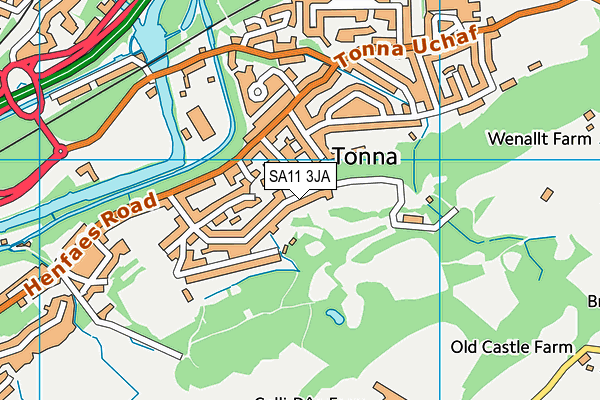 SA11 3JA map - OS VectorMap District (Ordnance Survey)