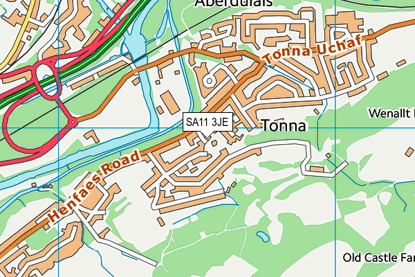 SA11 3JE map - OS VectorMap District (Ordnance Survey)