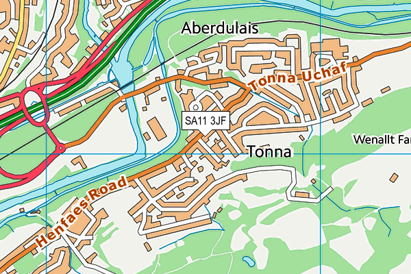 SA11 3JF map - OS VectorMap District (Ordnance Survey)