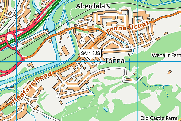 SA11 3JG map - OS VectorMap District (Ordnance Survey)