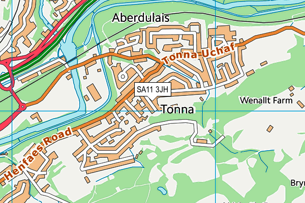 SA11 3JH map - OS VectorMap District (Ordnance Survey)