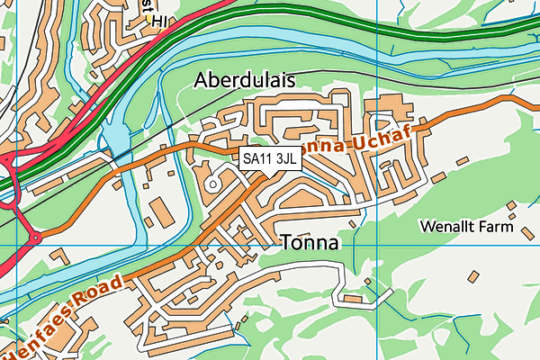 SA11 3JL map - OS VectorMap District (Ordnance Survey)