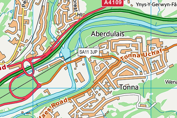 SA11 3JP map - OS VectorMap District (Ordnance Survey)