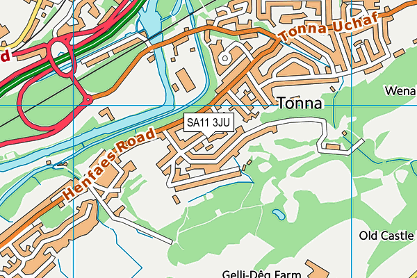 SA11 3JU map - OS VectorMap District (Ordnance Survey)