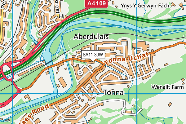 SA11 3JW map - OS VectorMap District (Ordnance Survey)