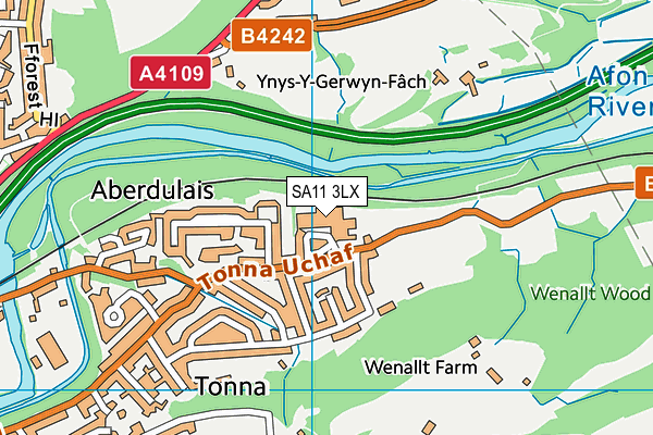 SA11 3LX map - OS VectorMap District (Ordnance Survey)
