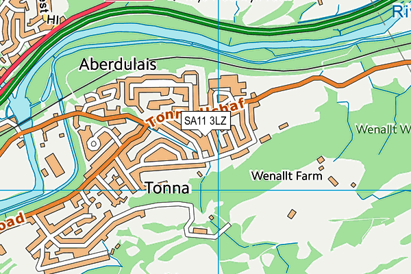 SA11 3LZ map - OS VectorMap District (Ordnance Survey)