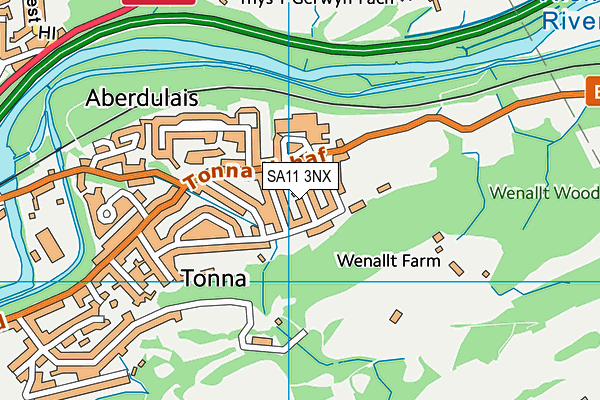 SA11 3NX map - OS VectorMap District (Ordnance Survey)