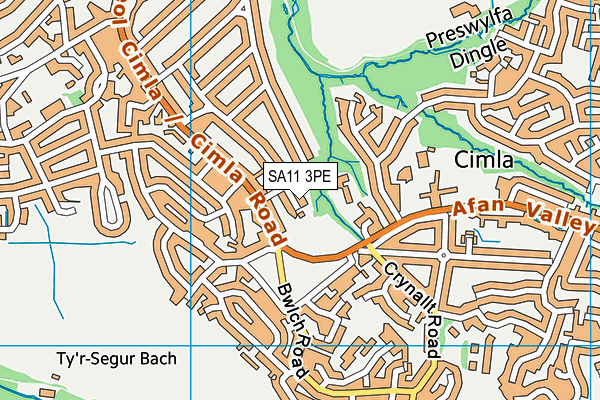 SA11 3PE map - OS VectorMap District (Ordnance Survey)