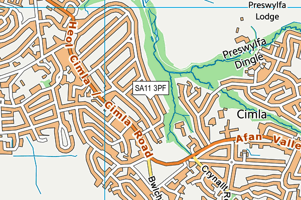 SA11 3PF map - OS VectorMap District (Ordnance Survey)