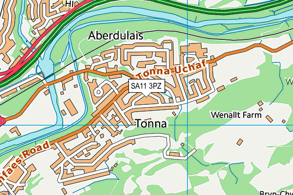 SA11 3PZ map - OS VectorMap District (Ordnance Survey)