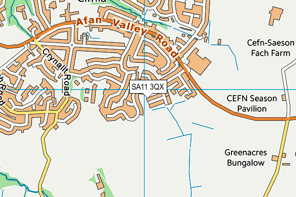 SA11 3QX map - OS VectorMap District (Ordnance Survey)