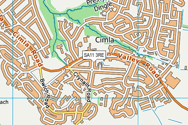 SA11 3RE map - OS VectorMap District (Ordnance Survey)