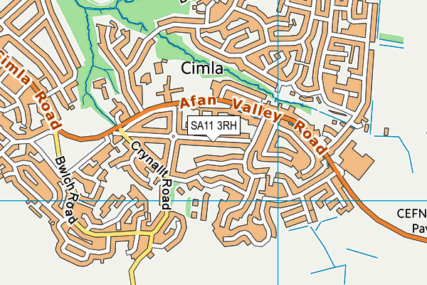 SA11 3RH map - OS VectorMap District (Ordnance Survey)