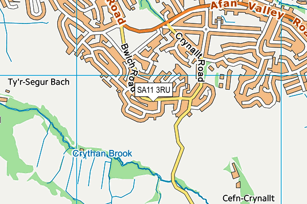 SA11 3RU map - OS VectorMap District (Ordnance Survey)