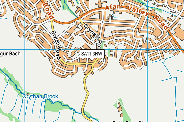 SA11 3RW map - OS VectorMap District (Ordnance Survey)