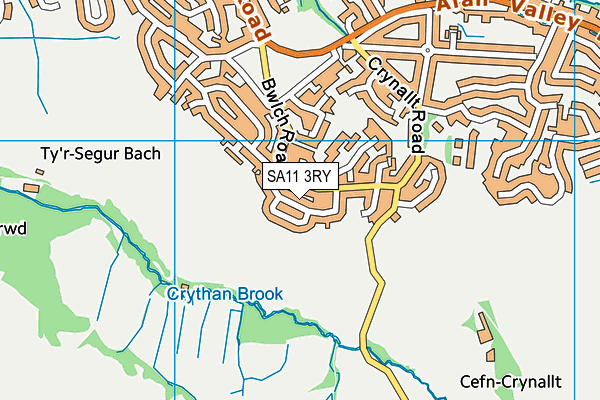 SA11 3RY map - OS VectorMap District (Ordnance Survey)