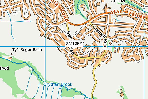 SA11 3RZ map - OS VectorMap District (Ordnance Survey)