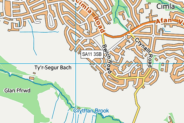 SA11 3SB map - OS VectorMap District (Ordnance Survey)