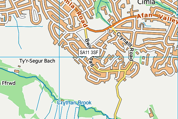 SA11 3SF map - OS VectorMap District (Ordnance Survey)