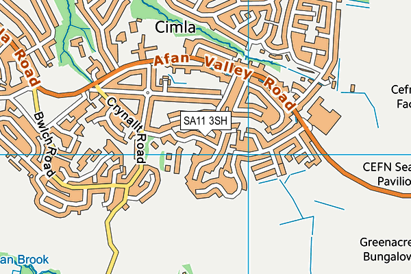 SA11 3SH map - OS VectorMap District (Ordnance Survey)