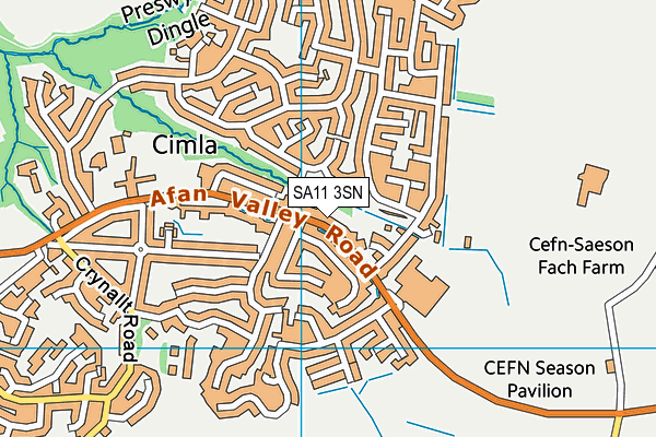 SA11 3SN map - OS VectorMap District (Ordnance Survey)