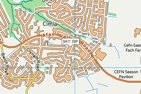 SA11 3SP map - OS VectorMap District (Ordnance Survey)