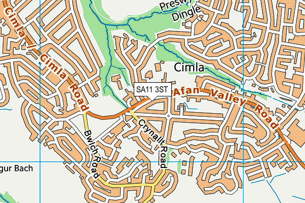 SA11 3ST map - OS VectorMap District (Ordnance Survey)