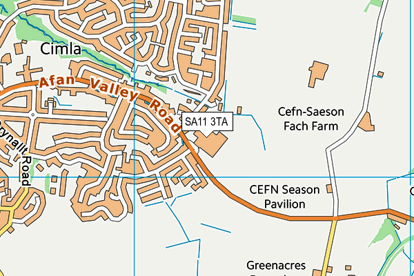 Cefn Saeson Comprehensive School map (SA11 3TA) - OS VectorMap District (Ordnance Survey)