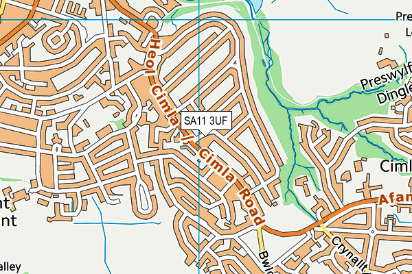 SA11 3UF map - OS VectorMap District (Ordnance Survey)