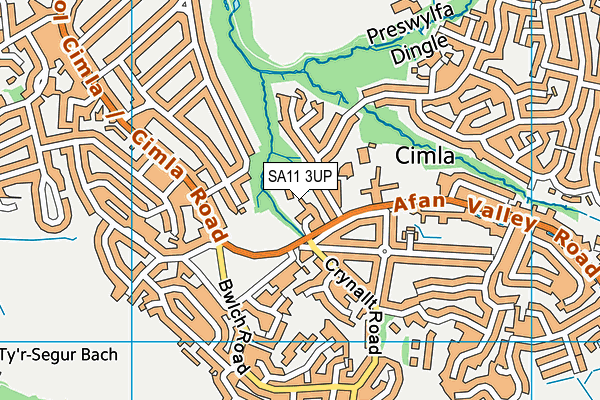 SA11 3UP map - OS VectorMap District (Ordnance Survey)