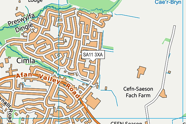 SA11 3XA map - OS VectorMap District (Ordnance Survey)
