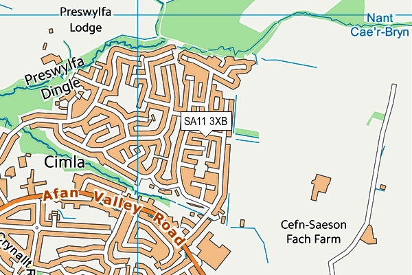 SA11 3XB map - OS VectorMap District (Ordnance Survey)