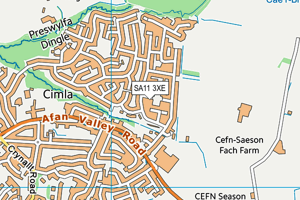 SA11 3XE map - OS VectorMap District (Ordnance Survey)