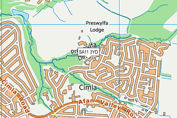 SA11 3YD map - OS VectorMap District (Ordnance Survey)