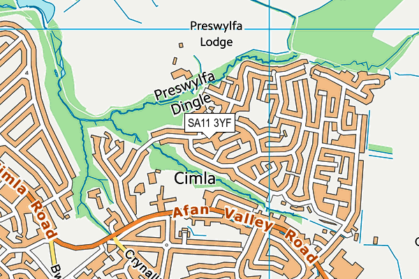 SA11 3YF map - OS VectorMap District (Ordnance Survey)